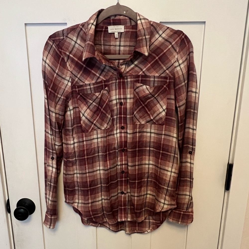 Lucky Brand Lightweight Modal Viscous Blend Button Down Long Sleeve Shirt XS